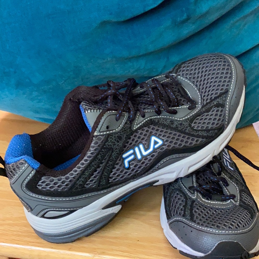 Fila- gray with blue ; big boys 7 1/2 sneakers